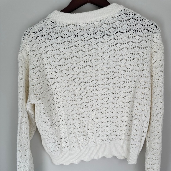 H&M Girls White Pointelle-Knit Sweater — Size US 20 - Picture 2 of 5